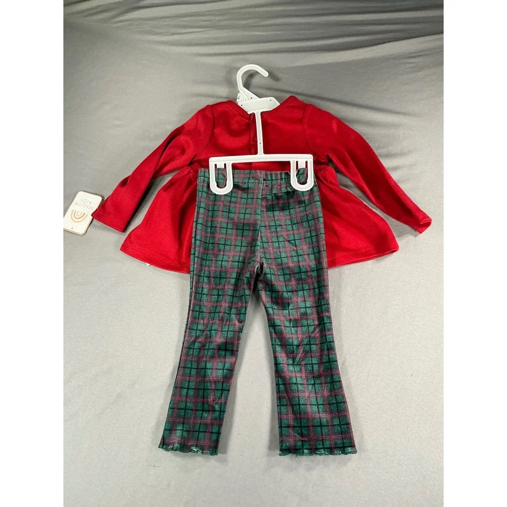 NWT Magical Kids Baby Girl  Peplum Tunic and Plaid Leggings Set 12M